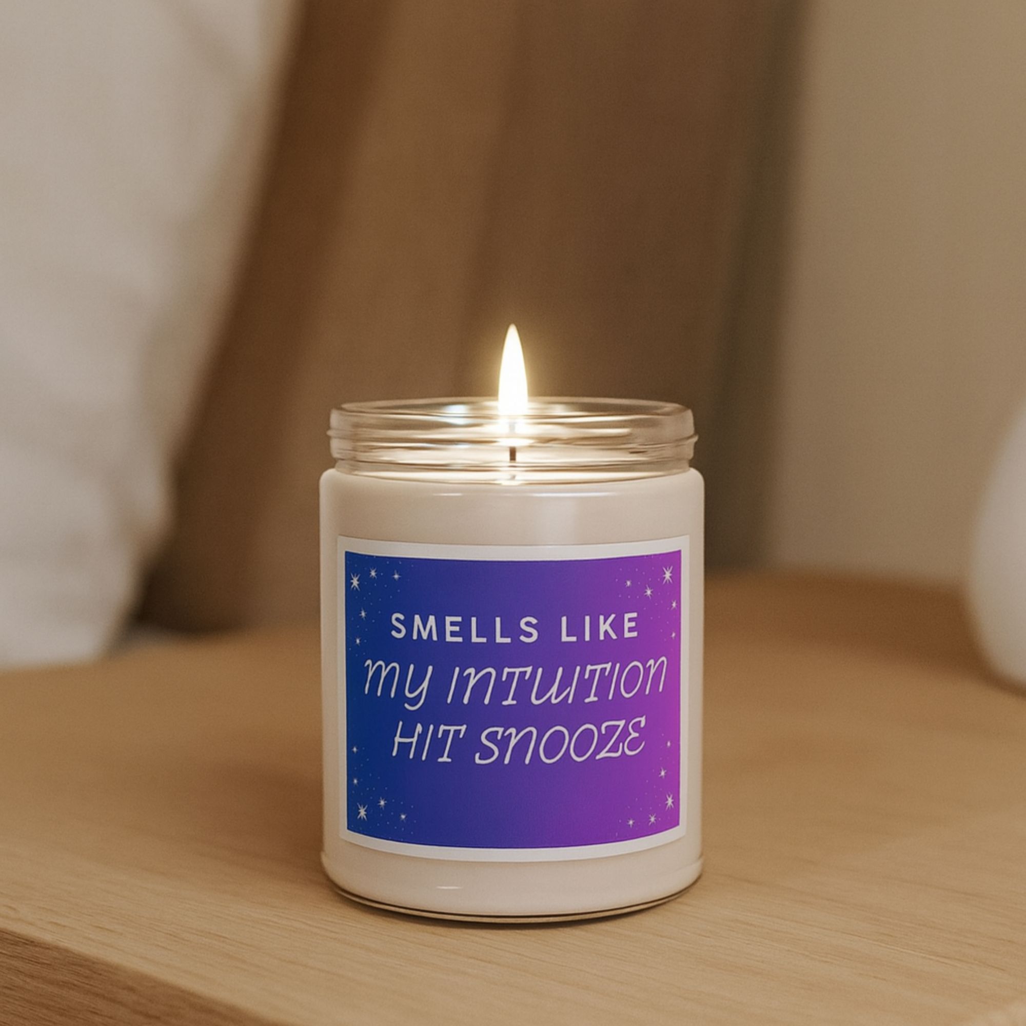 Smells Like My Intuition Hit Snooze – Funny Spiritual Candle for Manifestors, Empaths & Mindful Souls